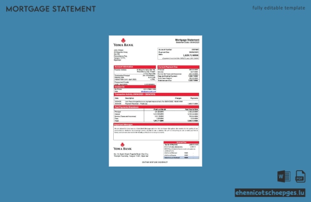 Myanmar Yoma Bank Hypothekenabrechnung Word- und PDF-Beispielvorschau